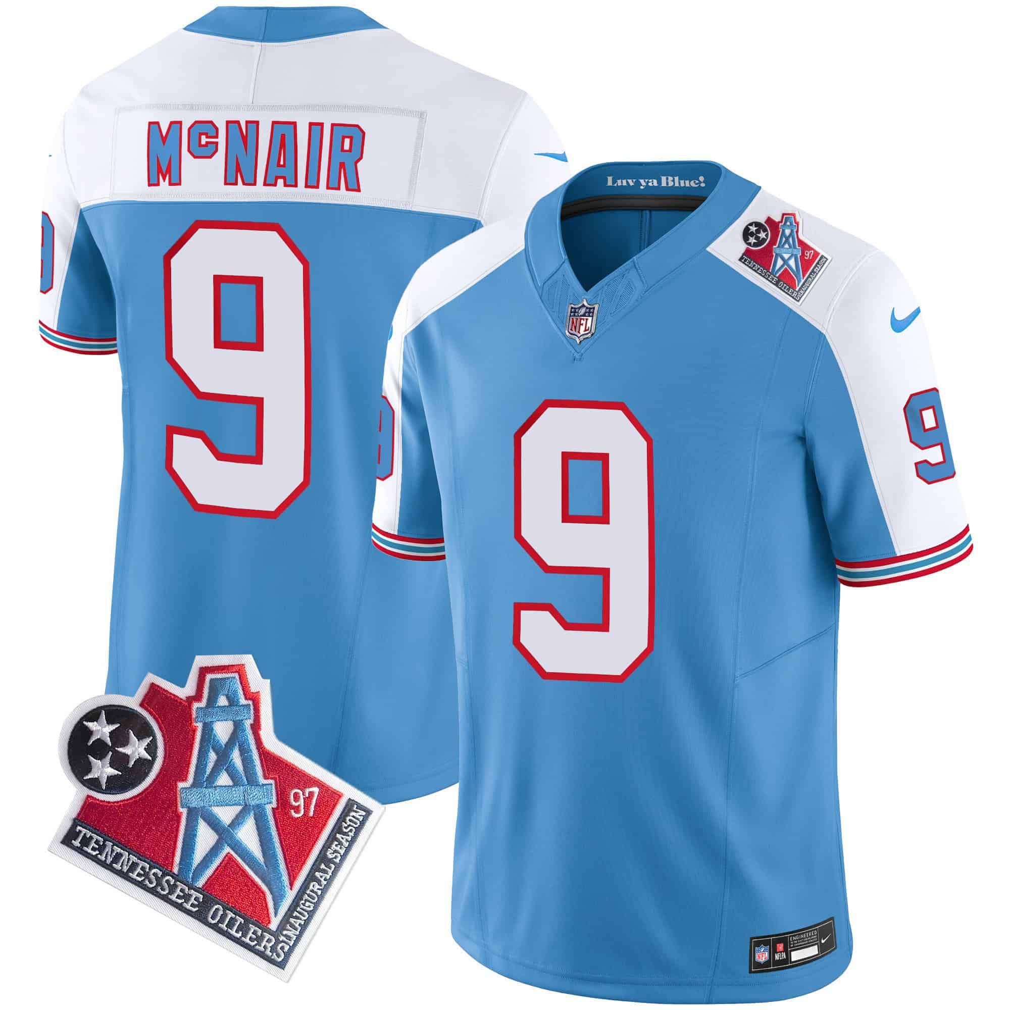 Men Tennessee Titans #9 Mcnair Light Blue 1997 Throwback 2024 Nike Limited Vapor NFL Jersey style 1->indianapolis colts->NFL Jersey